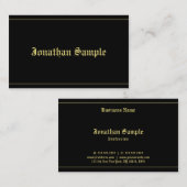 Typografie Classic Old Font Black Gold Sjabloon Visitekaartje (Voorkant / Achterkant)