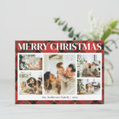 Typografie Classy Plaid Fotocollage Kerstmis Feestdagenkaart (Staand voorkant)