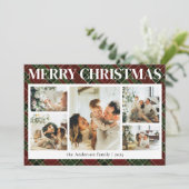 Typografie Classy Plaid Fotocollage Kerstmis Feestdagenkaart (Staand voorkant)