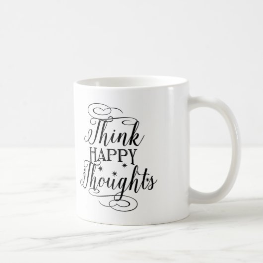 Typografie Coffee-Mok, denk Happy Thoughts Koffiemok (Rechts)