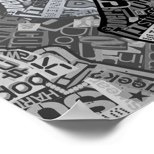 Typografie Collage Black & White Newspaper Print (Hoek)