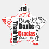 Typografie Collage, meertalig "Dank je" Ster Sticker (Voorkant)