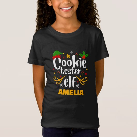 Typografie Cookie Tester Elf Family Matching T-shirt (Voorkant)
