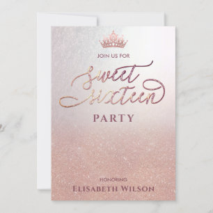 Typografie Cool roos Gold tiara, zoet 16 Kaart