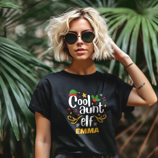 Typografie Cool Tante Elf Fun Family Matching T-shirt