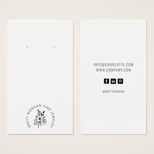 Typografie Crown Logo Earring Jewelry Display Card Visitekaartje (Voorkant /achterkant)