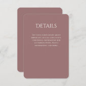 Typografie Curved Mauve Bruiloft Details Informatiekaartje (Voorkant / Achterkant)
