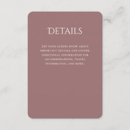 Typografie Curved Mauve Bruiloft Details Informatiekaartje
