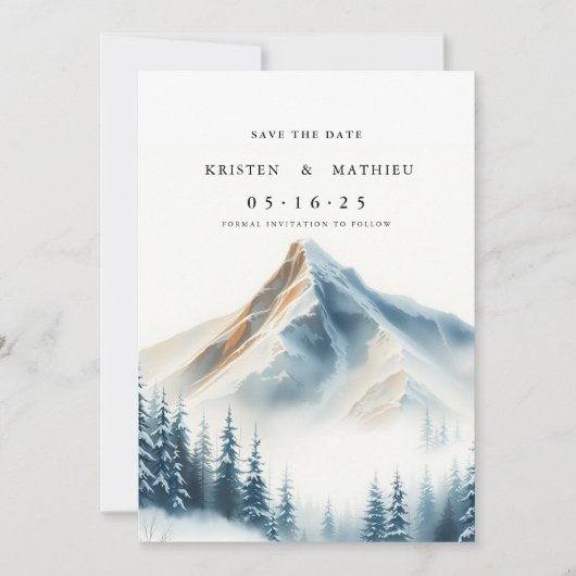Typografie Custom Mountain Save The Date (Voorkant)