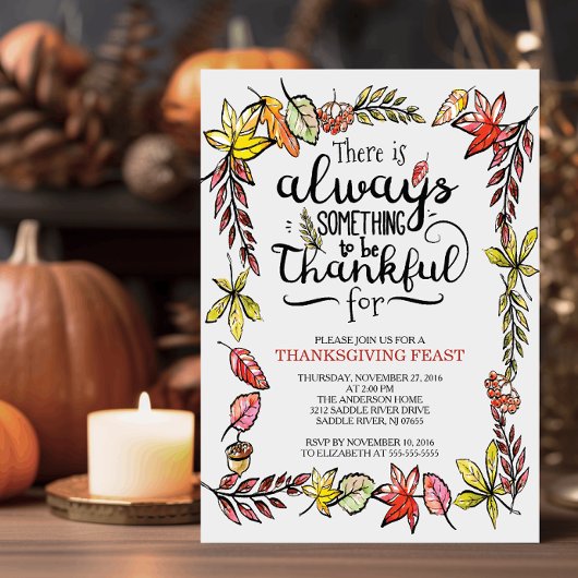Typografie Dankbare Thanksgiving Uitnodiging