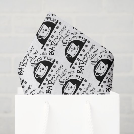 typografie | De ochtenden worden beter met koffie Tissuepapier (Cadeauzakje)
