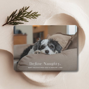 Typografie Definieer Naughty Christmas Dog Pet Pho Feestdagenkaart