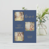 Typografie Drie foto's Pre-K Afstudeeraankondiging (Staand voorkant)