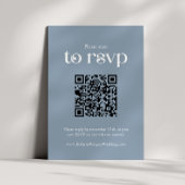 Typografie Dusty Blue QR code Bruiloft RSVP Kaartje