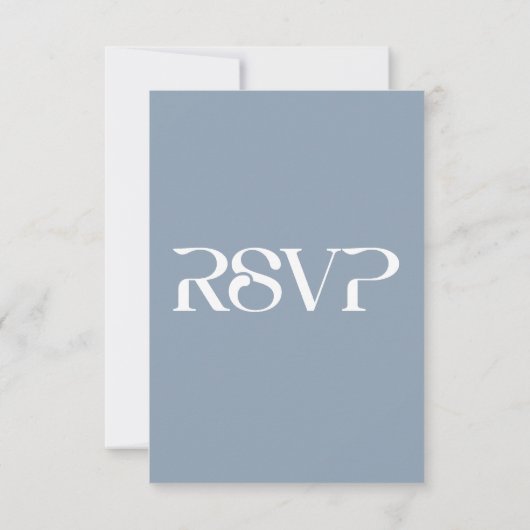 Typografie Dusty Blue QR code Bruiloft RSVP Kaartje (Achterkant)
