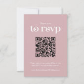 Typografie Dusty Roos QR code Bruiloft RSVP Kaartje (Voorkant)