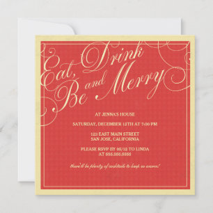 Typografie Eat Drink and be Merry Holiday Party Kaart