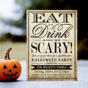 Typografie Eat, Drink & Wees eng Halloween Kaart