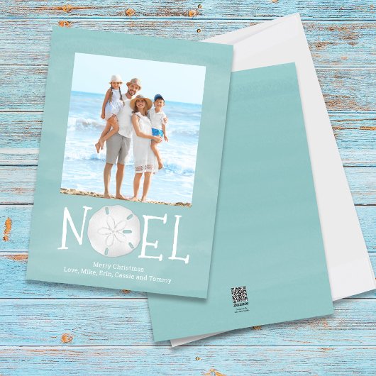 Typografie Eenvoudige Custom Noel Beach Turquoise Feestdagenkaart