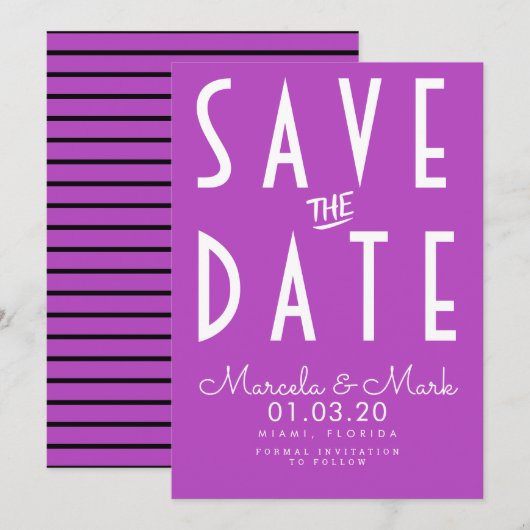 Typografie Eenvoudige Helder Save The Dates Kaart (Voorkant / Achterkant)