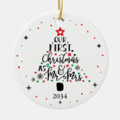 Typografie Eerste Kerstmis Mr. Modern Keramisch Ornament (Voorkant)