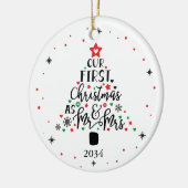 Typografie Eerste Kerstmis Mr. Modern Keramisch Ornament (Links)