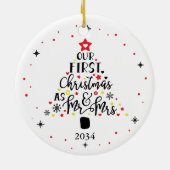 Typografie Eerste Kerstmis Mr. Modern Keramisch Ornament (Achterkant)