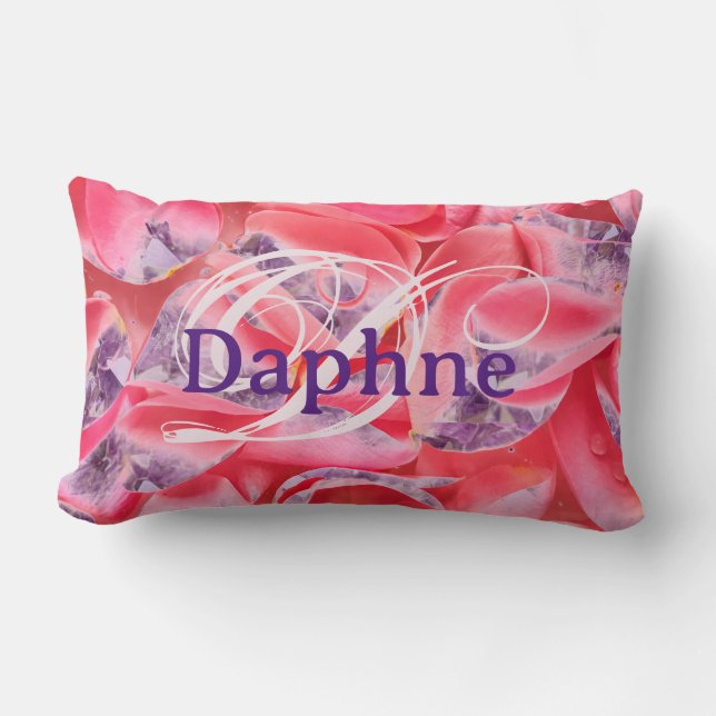 Typografie Elegante Bloemen Moderne Monogram Naam Kussen (Voorkant)