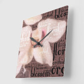 Typografie Embedded Orchid, Floral, Blossom Foto Vierkante Klok (Hoek)