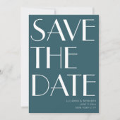 Typografie Emerald Blauwgroen Art Deco Foto Save The Date (Voorkant)