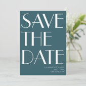  Typografie Emerald Blauwgroen Art Deco Foto Save The Date (Staand voorkant)