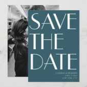  Typografie Emerald Blauwgroen Art Deco Foto Save The Date (Voorkant / Achterkant)