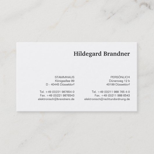 Typografie en blauw visitekaartje (Voorkant)