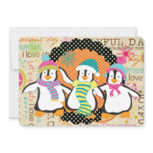 Typografie en kerstfeestdag in pinguïns