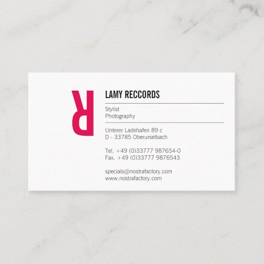 Typografie en kleur visitekaartje (Voorkant)