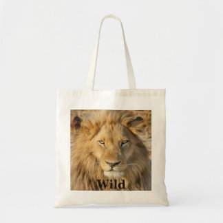 Typografie en Mooie Foto van een Wilde Leeuw Tote Bag