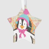 Typografie en Penguins Holiday Acrylversiering Ornament (voorkant)
