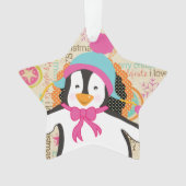 Typografie en Penguins Holiday Acrylversiering Ornament (voorkant)