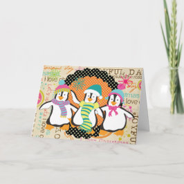 Typografie en Penguins Holiday Greeting Kaart