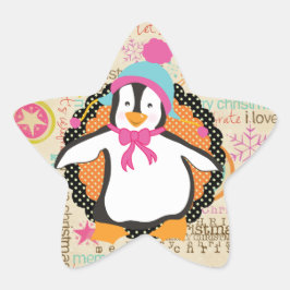 Typografie en Penguins Whimsy Star-Sticker Ster Sticker