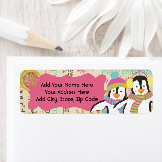 Typografie en pinguïns Adresetiketten Etiket (Insitu)