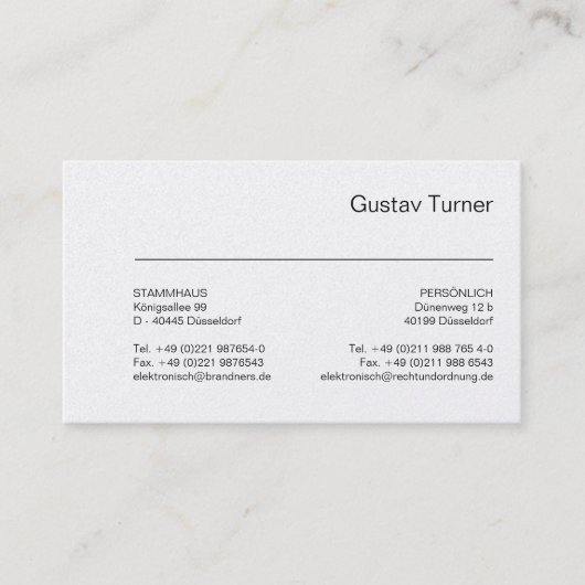 Typografie en wit visitekaartje (Voorkant)