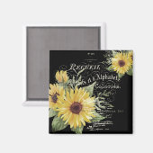  typografie en zonnebloemen op zwart magneet (Voorkant / Achterkant)