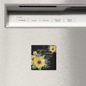  typografie en zonnebloemen op zwart magneet (Insitu (Vaatwasser))