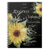 typografie en zonnebloemen op zwart notitieboek (Voorkant)