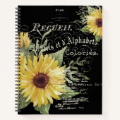  typografie en zonnebloemen op zwart notitieboek (Voorkant)