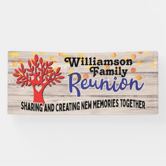 Typografie familieboom reünie Rustic Fun Spandoek (Horizontaal)