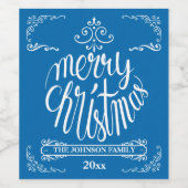 Typografie-feestdag met blauwe en witte retro wijn etiket (Enkel label)