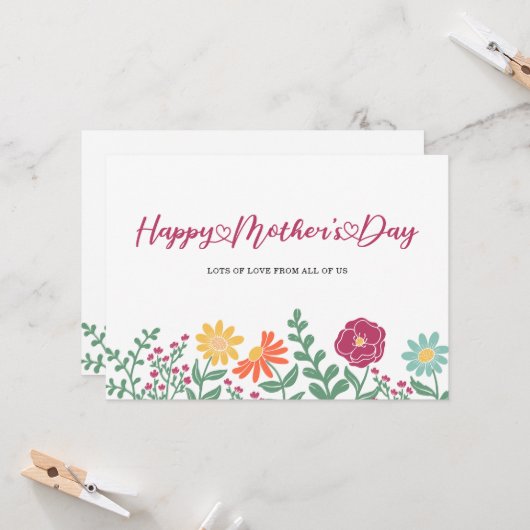 Typografie Floral Moederdag Kaart (Voorkant / Achterkant in situ)