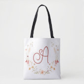 Typografie Floral Monogram Initiaal A Tote Bag (Voorkant)